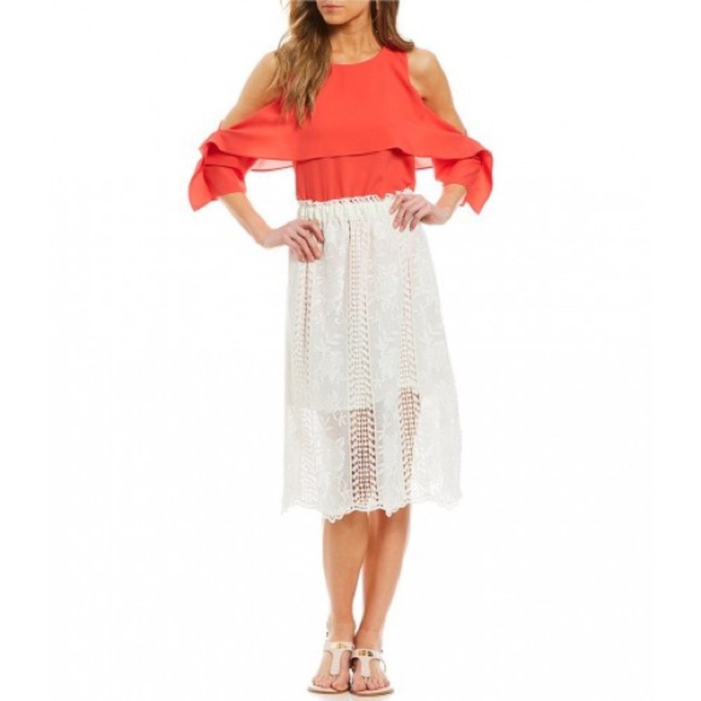 NWT Gibson Latimer Lace Overlay Skirt Small